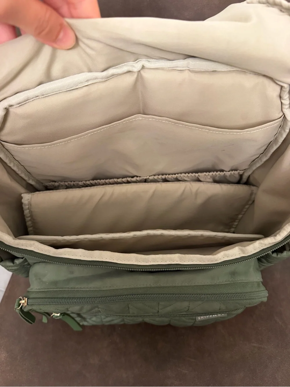 Skip Hop Quilted Olive Green Backpack Diaper Bag